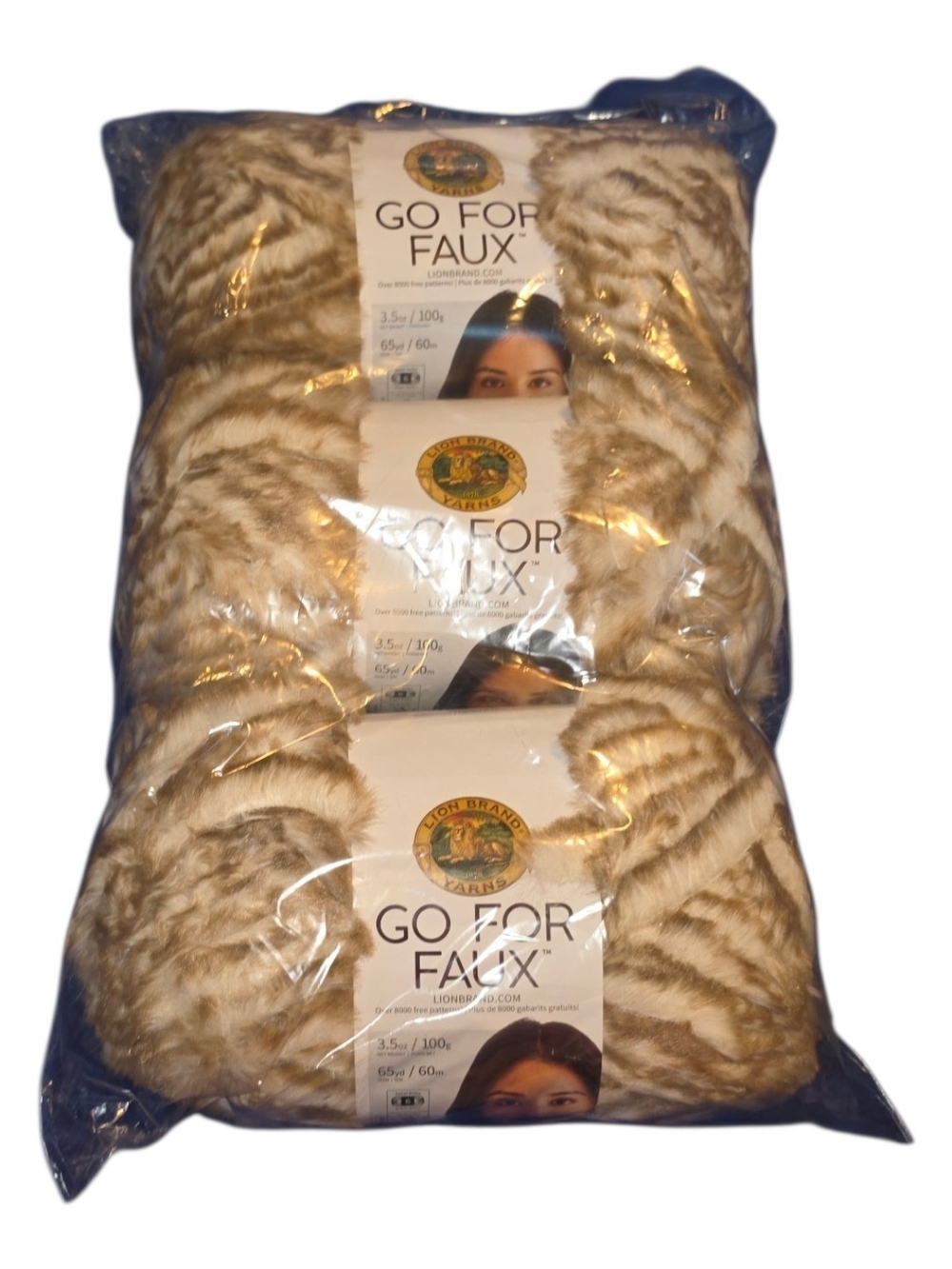 Lion Brand Go For Faux Pomeranian #203 Faux Fur Yarn 3 Skeins NEW